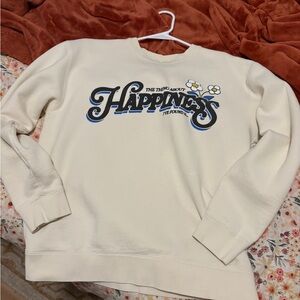 Cream Happiness Graphic Women's Sweater